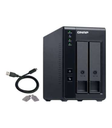 QNAP 2 Bay USB Type-C Direct Attached Storage with Hardware RAID TR-002 Micro 6 GB Black