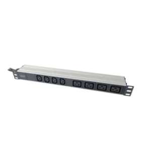 1U Aluminum PDU, rackmountable, 4x C13, 4x C19 2x 16A Plug, 250VAC 50/60Hz open end DN-95423 Sockets quantity 10
