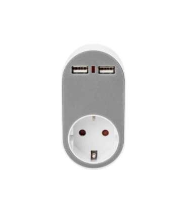 Digitus Universal USB Plug-in Charger with 2 x USB-A Sockets and Integrated Socket DA-70617