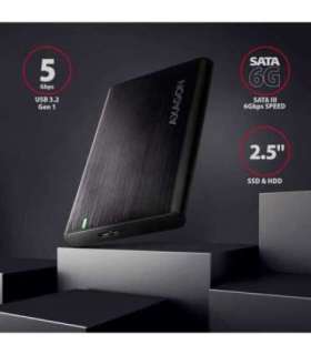 AXAGON Screwless aluminum USB 3.2 Gen 1 - SATA 6G external box for 2.5" SSD/HDD EE25-A6M