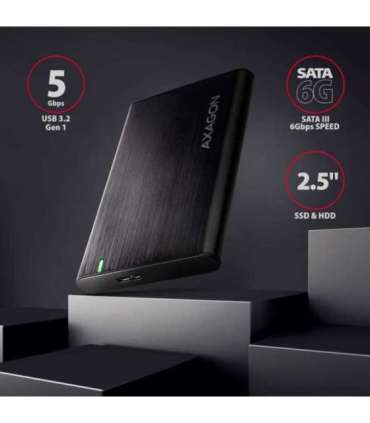 AXAGON Screwless aluminum USB 3.2 Gen 1 - SATA 6G external box for 2.5" SSD/HDD EE25-A6M