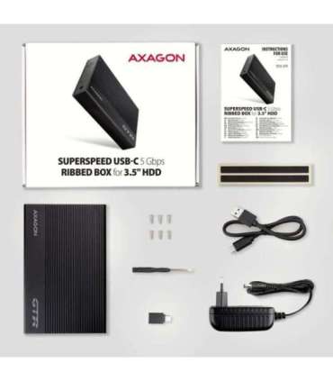 AXAGON Ribbed aluminum USB 3.2 Gen 1 - SATA 6G external box for 3.5" HDD EE35-GTR