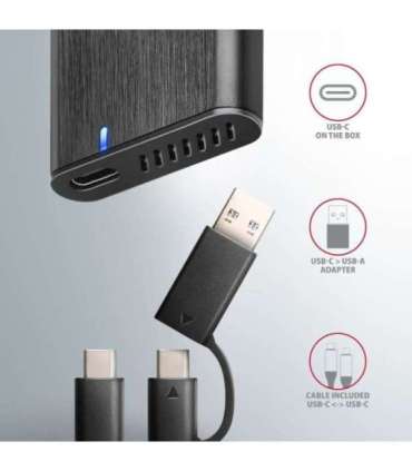 AXAGON External USB-C 3.2 Gen 2 metal box for M.2 NVMe & SATA SSD disks EEM2-SB2