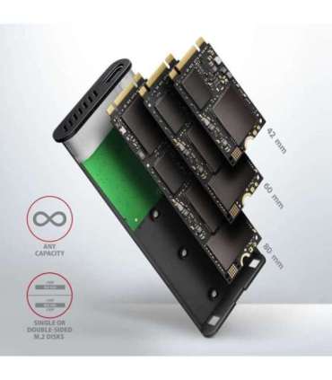 AXAGON External USB-C 3.2 Gen 2 metal box for M.2 SATA SSD disks EEM2-SBC