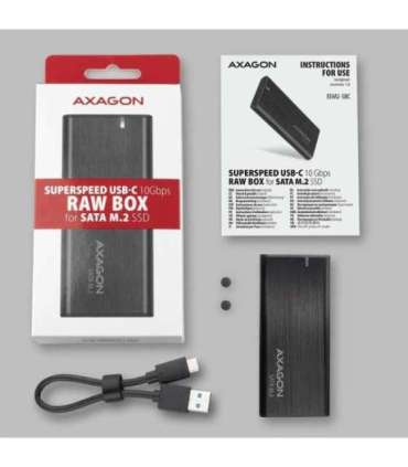 AXAGON External USB-C 3.2 Gen 2 metal box for M.2 SATA SSD disks EEM2-SBC