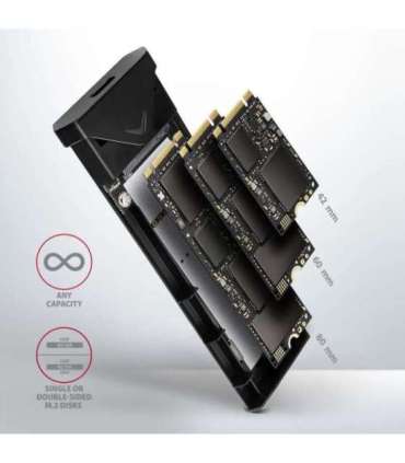 AXAGON External USB-C 10Gbps metal box for M.2 NVMe SSD disks EEM2-UB2