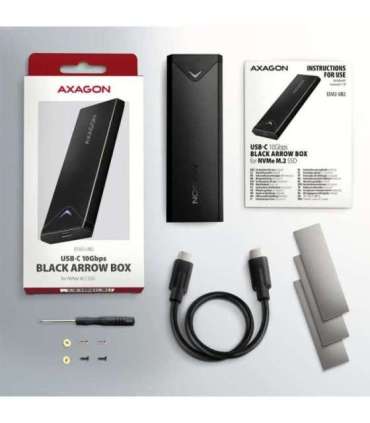 AXAGON External USB-C 10Gbps metal box for M.2 NVMe SSD disks EEM2-UB2