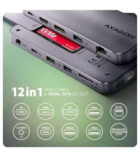 AXAGON USB-C 10Gbps GEN2COMBO 12in1 Hub HMC-12GM2