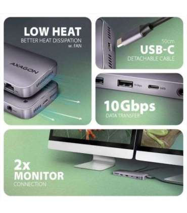 AXAGON USB-C 10Gbps GEN2COMBO 12in1 Hub HMC-12GM2