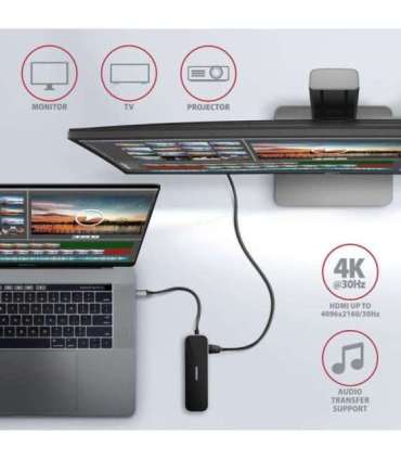 AXAGON SuperSpeed USB-C COMBO 6in1 Hub HMC-6GL