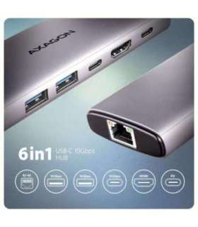 AXAGON Multi port USB-C 10Gbps hub HMC-6G2L