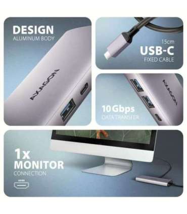 AXAGON Multi port USB-C 10Gbps hub HMC-6G2L
