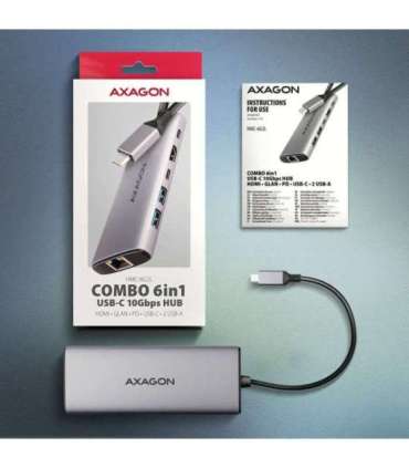 AXAGON Multi port USB-C 10Gbps hub HMC-6G2L