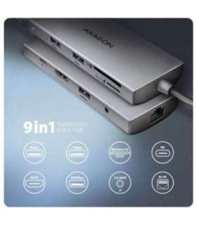 AXAGON Multi port USB-C 5Gbps hub HMC-8HLSA
