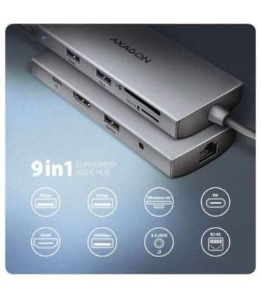 AXAGON Multi port USB-C 5Gbps hub HMC-8HLSA