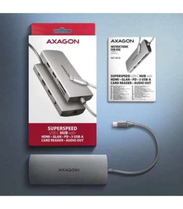 AXAGON Multi port USB-C 5Gbps hub HMC-8HLSA