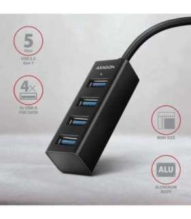 AXAGON Miniature metal four-port USB 3.2 Gen 1 hub HUE-M1AL