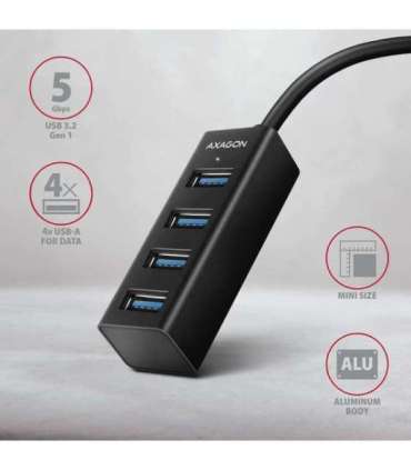 AXAGON Miniature metal four-port USB 3.2 Gen 1 hub HUE-M1AL