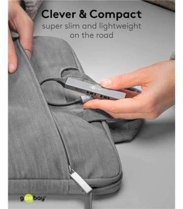 Goobay Slim 4-Port USB Hub, USB-C to USB-C/USB-A, 5 Gbit/s 74459