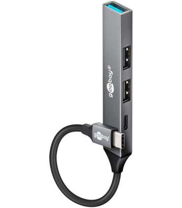 Goobay Slim 4-Port USB Hub, USB-C to USB-C/USB-A, 5 Gbit/s 74459