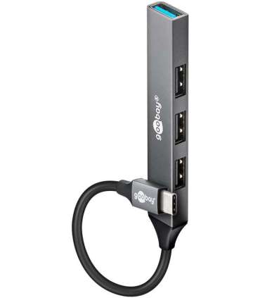 Goobay Slim 4-Port USB Hub, USB-C to USB-A, 5 Gbit/s 74457