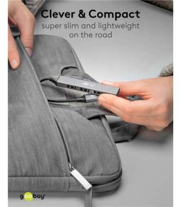 Goobay Slim 4-Port USB Hub, USB-A to USB-A, 5 Gbit/s 74456