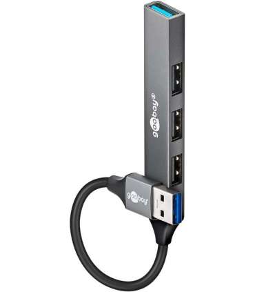 Goobay Slim 4-Port USB Hub, USB-A to USB-A, 5 Gbit/s 74456