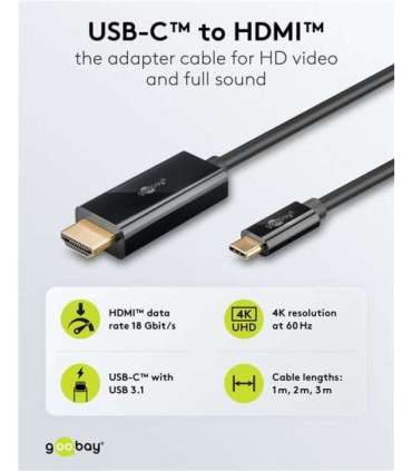 Goobay USB-C to HDMI Cable 4K at 60 Hz, 1 m 75696