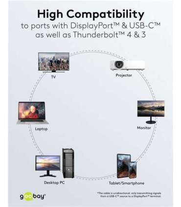 Goobay USB-C to DisplayPort Cable 4K at 60 Hz, 1 m 75704