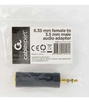 Cablexpert 6.35 mm female to 3.5 mm male audio adapter A-6.35F-3.5M