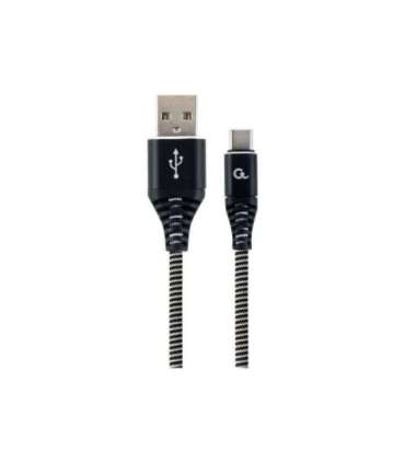 Cablexpert Premium cotton braided Type-C USB charging and data cable, 1 m CC-USB2B-AMCM-1M-BW