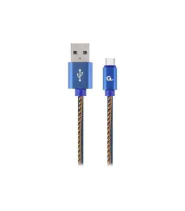 Cablexpert Premium Jeans (Denim) Type-C USB Cable with Metal Connectors CC-USB2J-AMCM-1M-BL