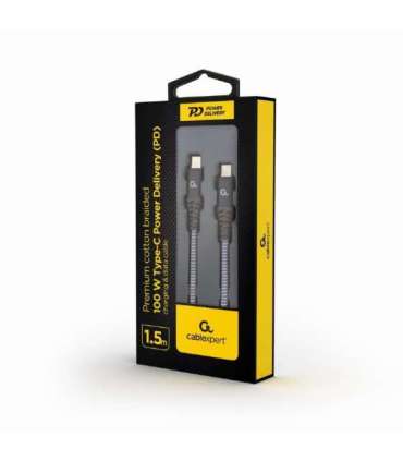 Cablexpert 100 W Type-C Power Delivery (PD) premium charging and data cable, 1.5 m CC-USB2B-CMCM100-1.5M