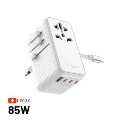 Fixed Voyager 85W travel adapter for EU, UK and USA/AUS, with 4xUSB-C and 1xUSB output Adapter