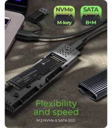 Raidsonic M.2 NVMe and SATA SSD Enclosure via USB Type-C IB-1808MCT-CU31