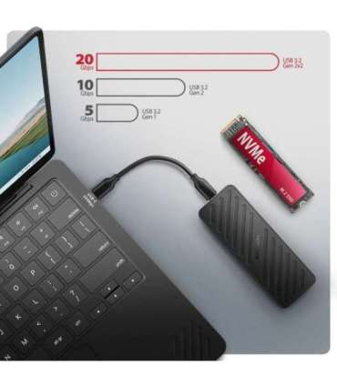 AXAGON USB-C 20Gbps - M.2 NVMe SSD ARMORED Box EEM2-20G
