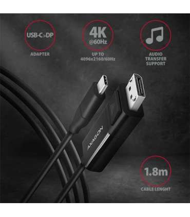 AXAGON Active cable USB-C to DisplayPort 1.8 m