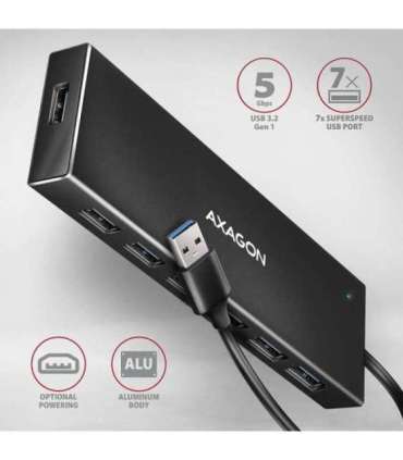 AXAGON SuperSpeed USB-A FLAT Hub HUE-F7A