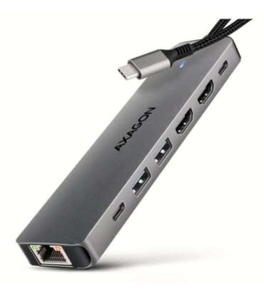 AXAGON USB-C 5Gbps DUAL 4K DISPLAY 7in1 Hub HMC-7HX2
