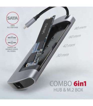AXAGON SuperSpeed USB-C Combo 6in1 Hub HMC-6M2