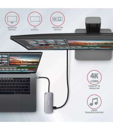 AXAGON SuperSpeed USB-C Combo 6in1 Hub HMC-6M2