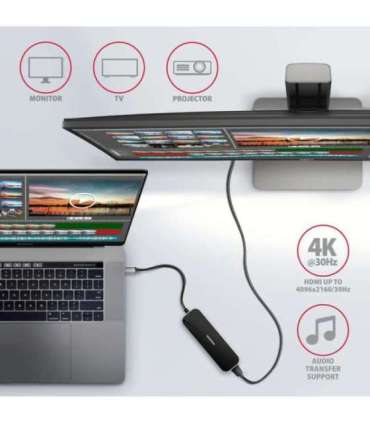AXAGON SuperSpeed USB-C Combo 6in1 Hub HMC-6H4A