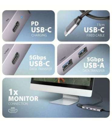 AXAGON USB-C 5Gbps 5in1 Hub HMC-5H60