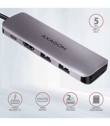 AXAGON SuperSpeed USB-C COMBO 5in1 Hub HMC-5