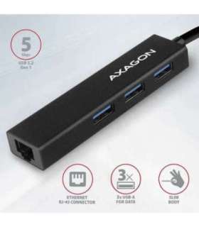 AXAGON SuperSpeed USB-A Hub and Gigabit LAN HMA-GL3A