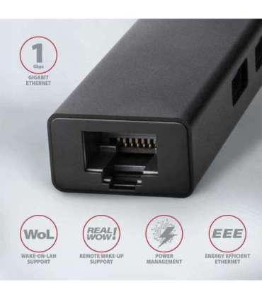 AXAGON SuperSpeed USB-A Hub and Gigabit LAN HMA-GL3A