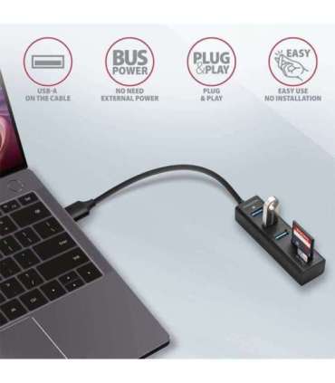 AXAGON SuperSpeed USB-A Hub and Card Reader HMA-CR3A