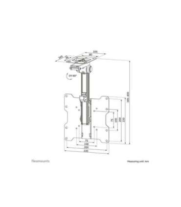 Neomounts FPMA-C020BLACK Monitor/TV Mount Ceiling Adjustable Height, Tilt 10-40 " Maximum weight (capacity) 20 kg