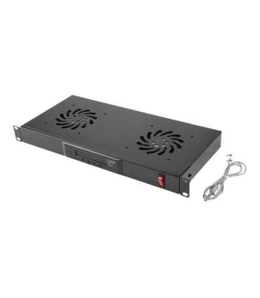 Lanberg 19" fan unit/ventilation panel with LCD 2 fans + thermostat 230V AK-1502-B Black