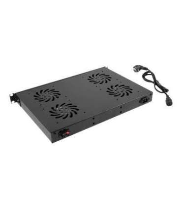 Lanberg 19" fan unit/ventilation panel with LCD 4 fans + thermostat 230V AK-1503-B Black